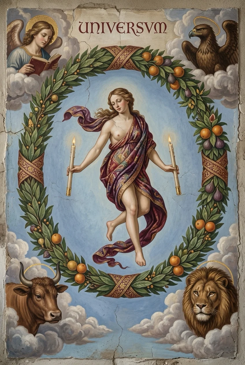 The World — Raider-Waite fresco, 36 Codex canon.