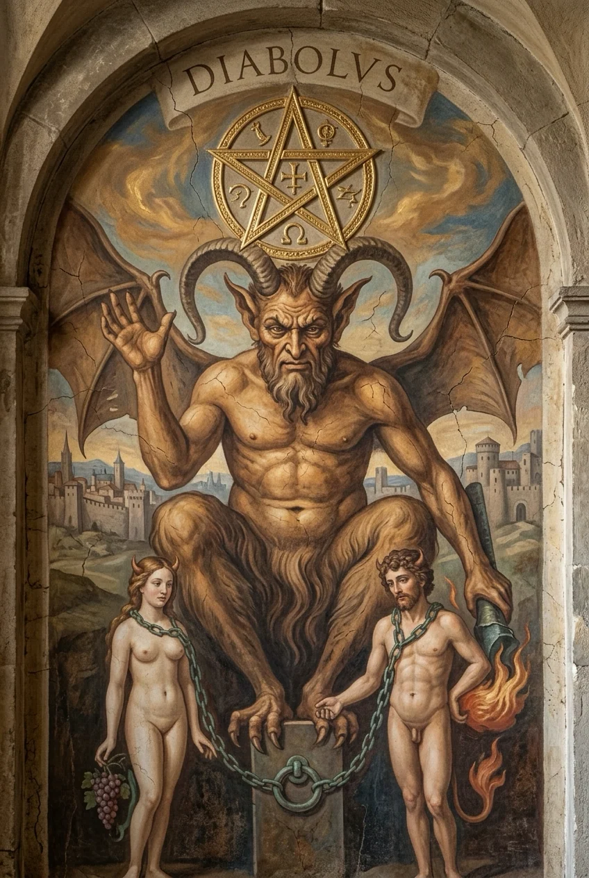 The Devil — Raider-Waite fresco, 36 Codex canon.