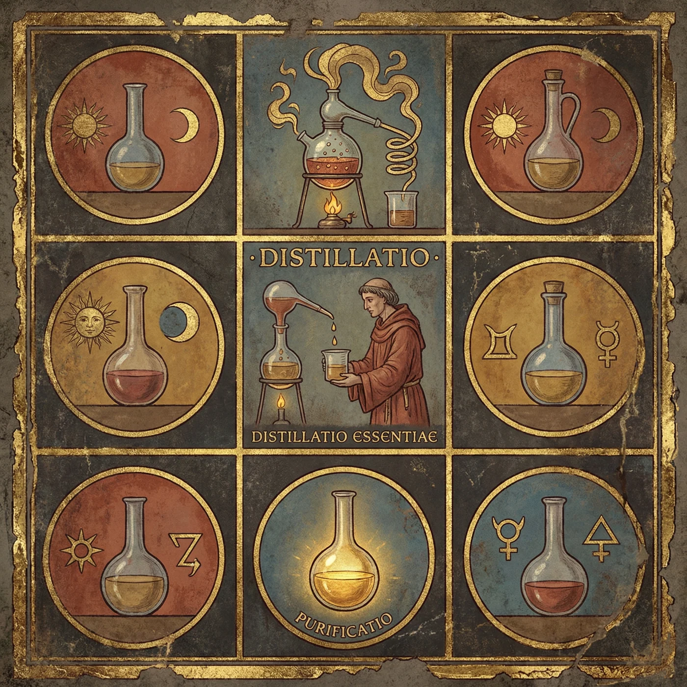 Distillation — alchemical plate, 36 Codex canon.