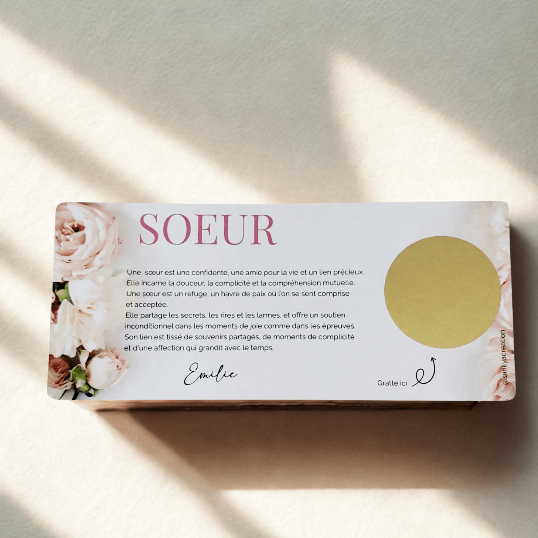 Carte surprise à gratter Soeur