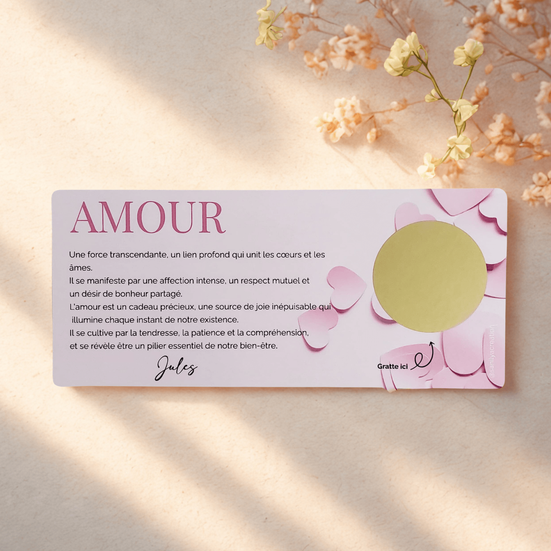 Carte surprise à gratter Amour
