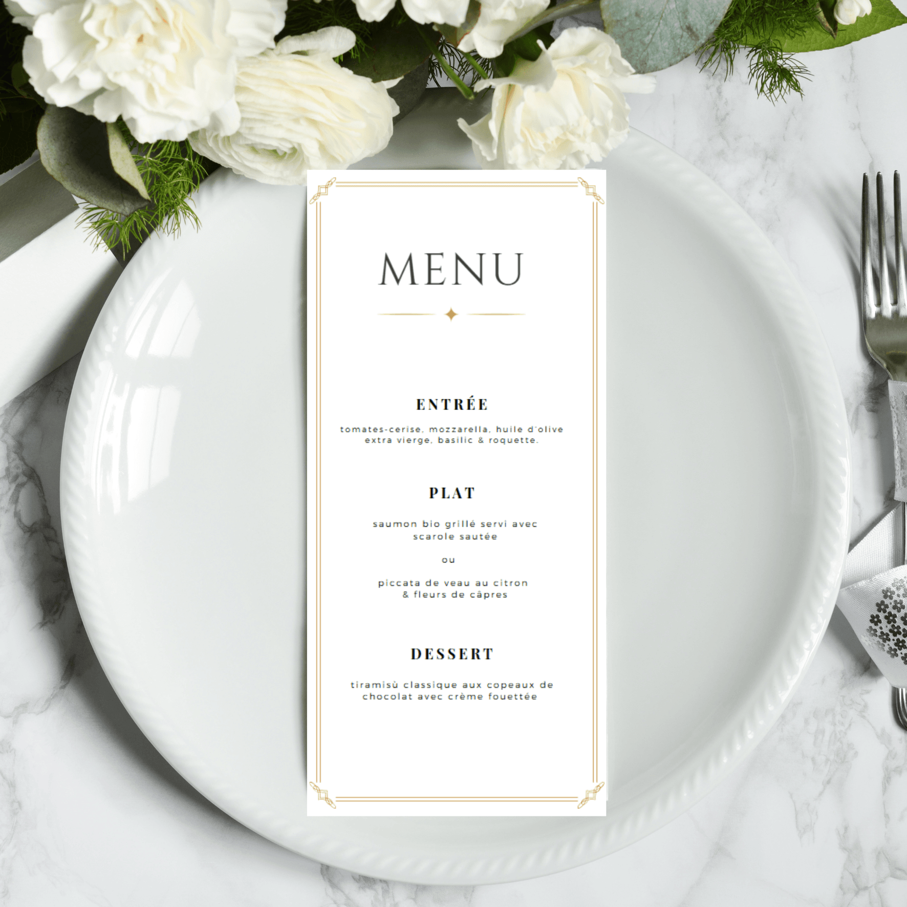 Menu PERLE- Mariage, baptême, fête...