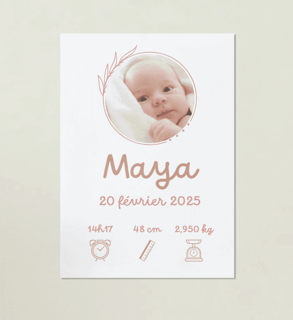 Affiche photo Naissance rose - Image 2