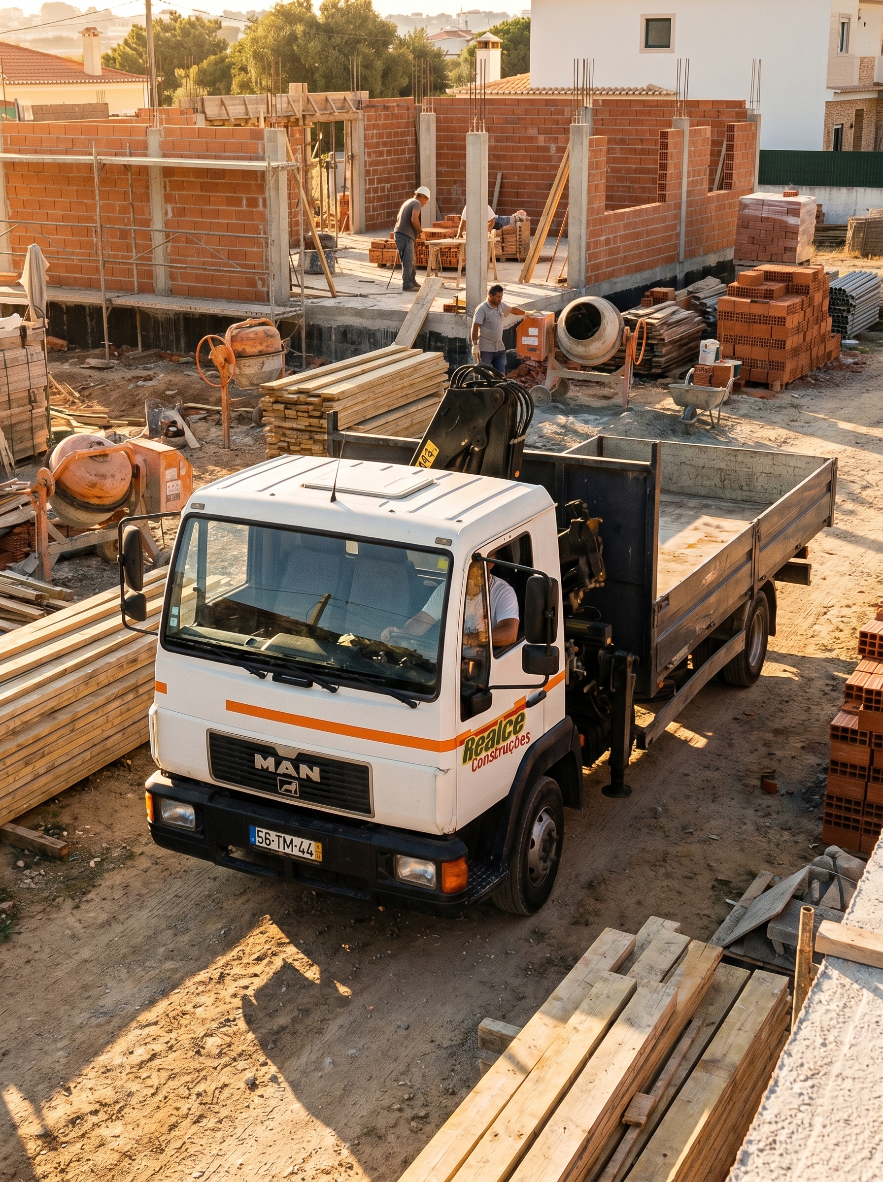 Camião Realce Construções em obra de moradia