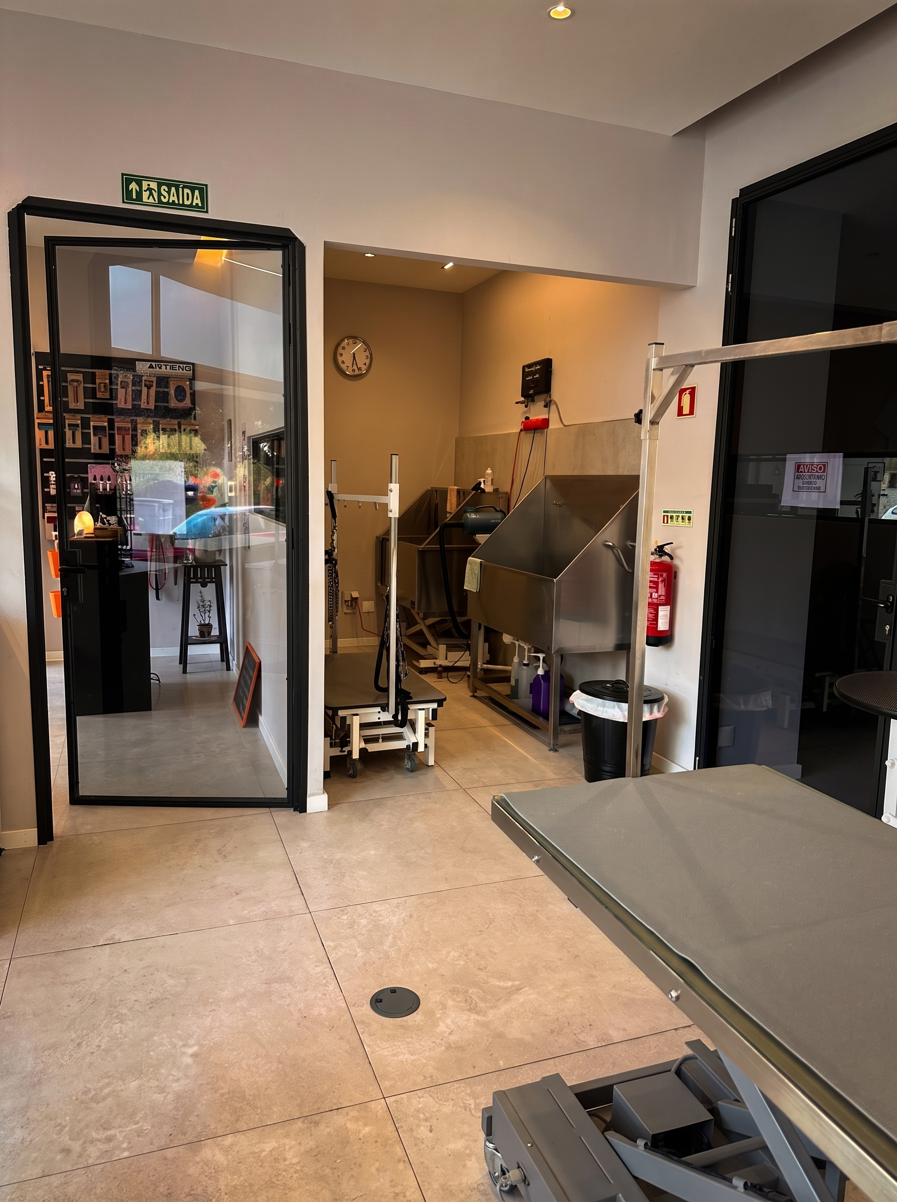 Interior do salão de grooming Mariana Sequeira, ambiente acolhedor para cães e gatos