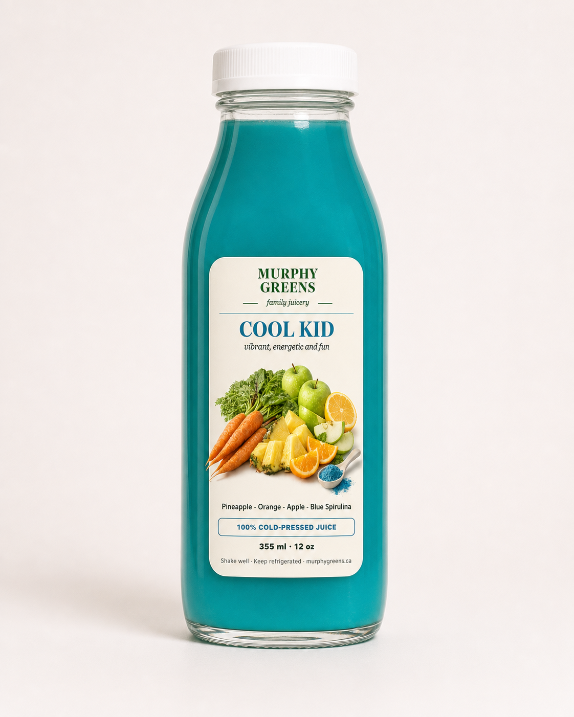 Cool Kid product image — the real label mapped onto the 355 ml bottle