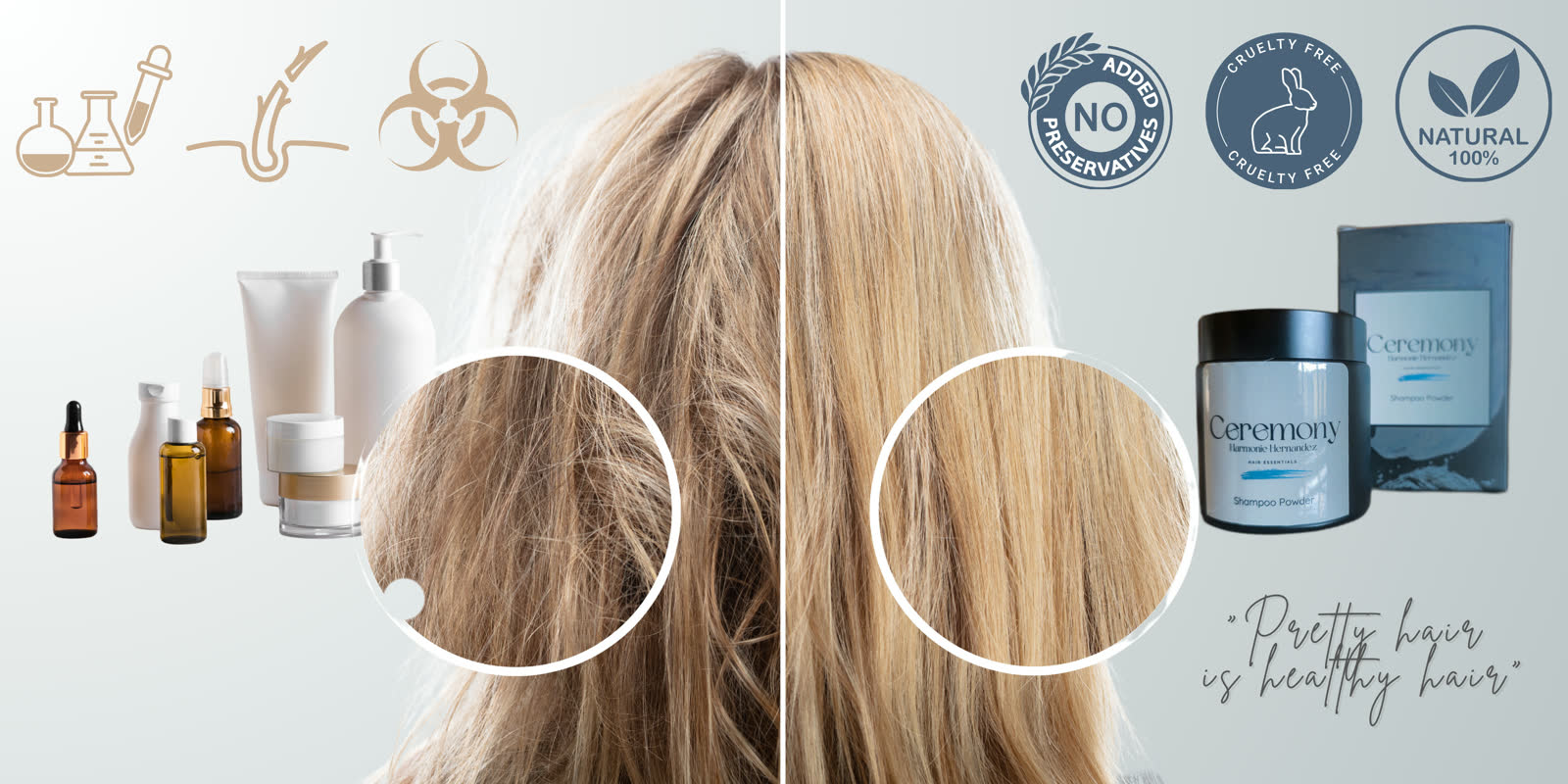 Before and after using Ceremony haircare