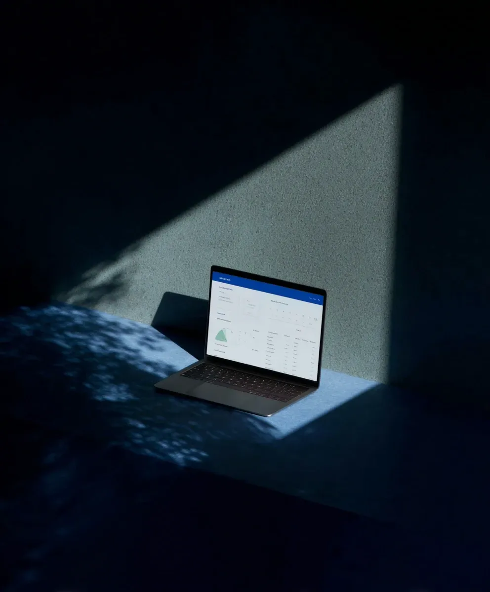 ordinateur sur un plan de travail