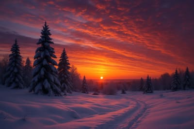 красивый закат зимой