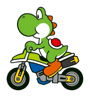 Sticker de Yoshi en su Moto Verde