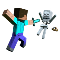 Sticker de Steve Atacando a un Esqueleto