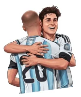 Sticker de Alexis Mac Allister Abrazando a Julián Álvarez