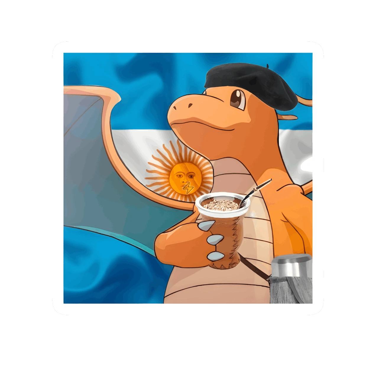 Sticker de Charizard tomando mate - comprar en Argentina