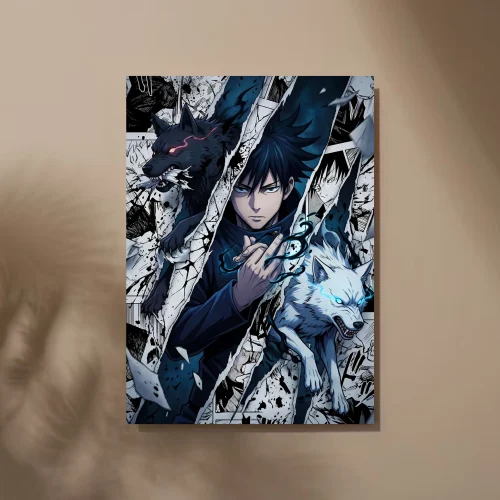 Cuadro de Megumi Fushiguro Con sus dos Perros Divinos