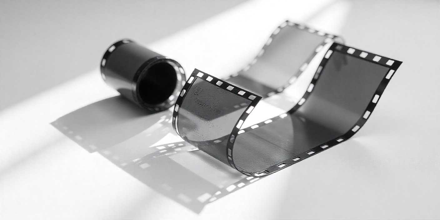 Black and white film rolls