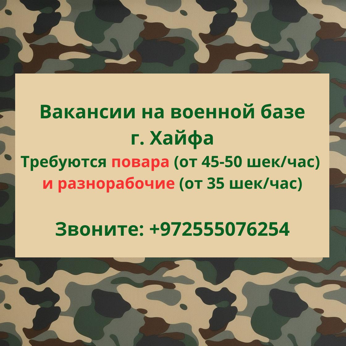 משרות בבסיס צבאי בחיפה – עבודות, אירוח ותיירות, חיפה | בלוח המודעות של Prodam.co.il