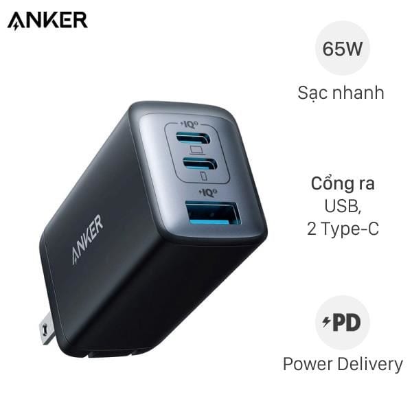Sạc nhanh 3 cổng Anker PowerPort III Pod A2667