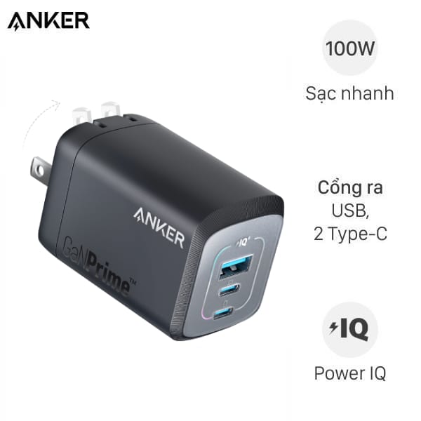 Sạc nhanh 3 cổng Anker A2343