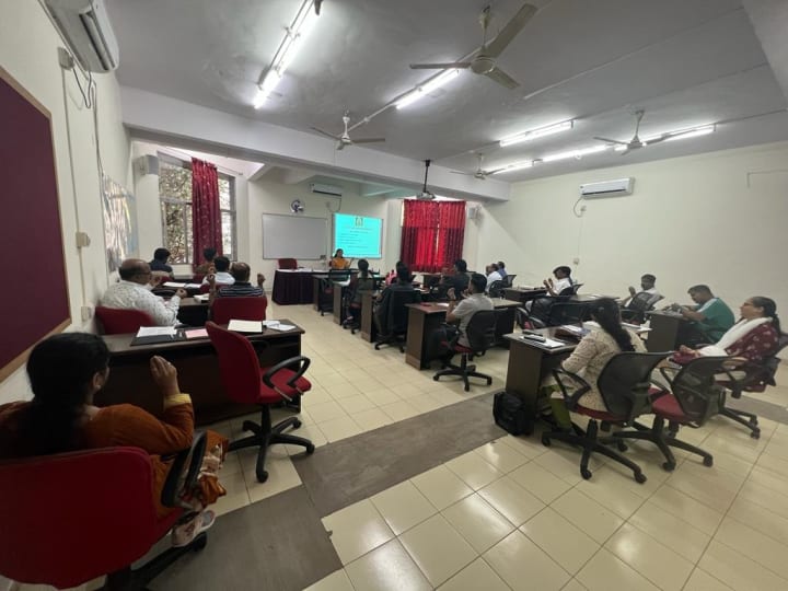 Students attending a yoga classroom session