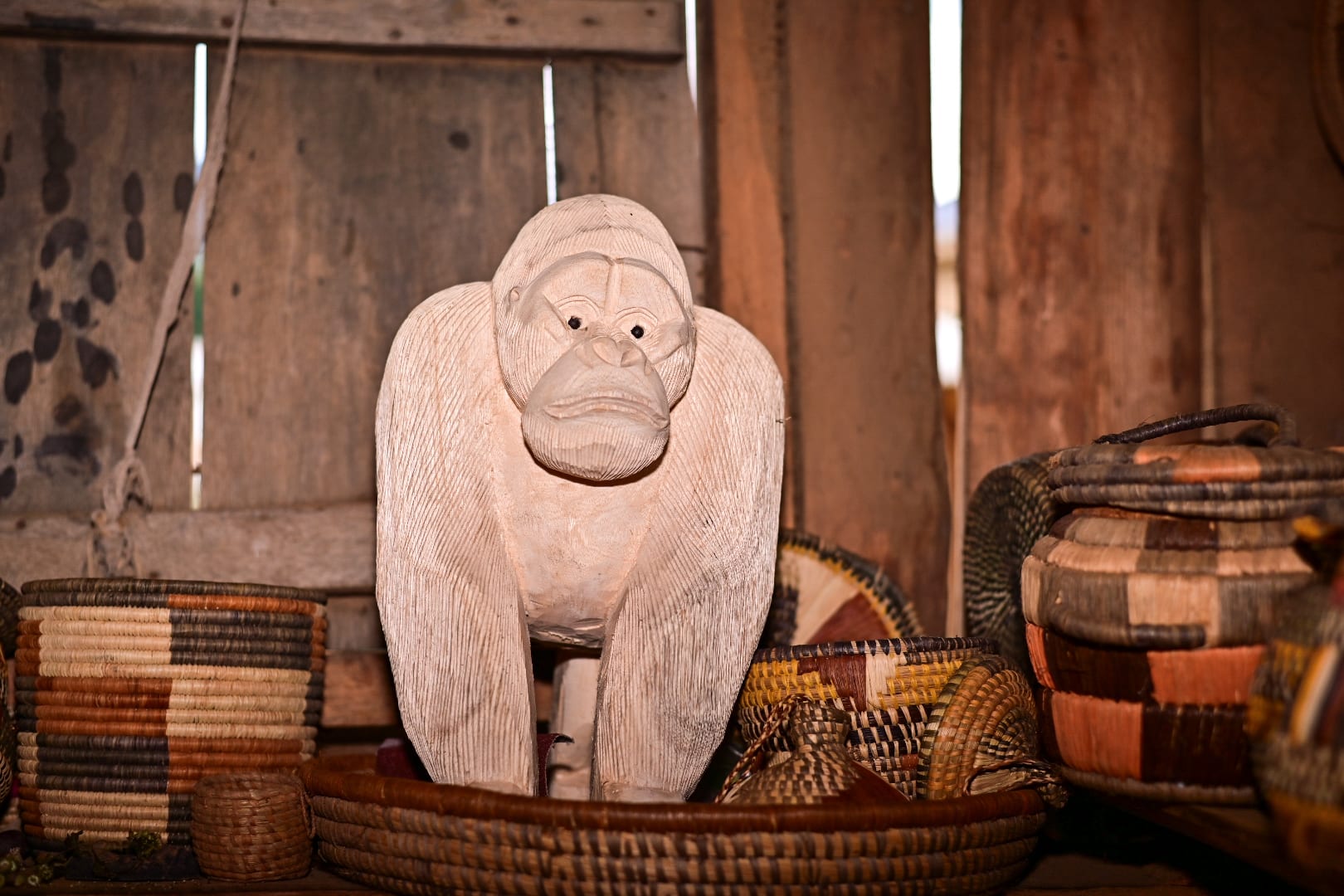 Wooden Gorilla Sculpture