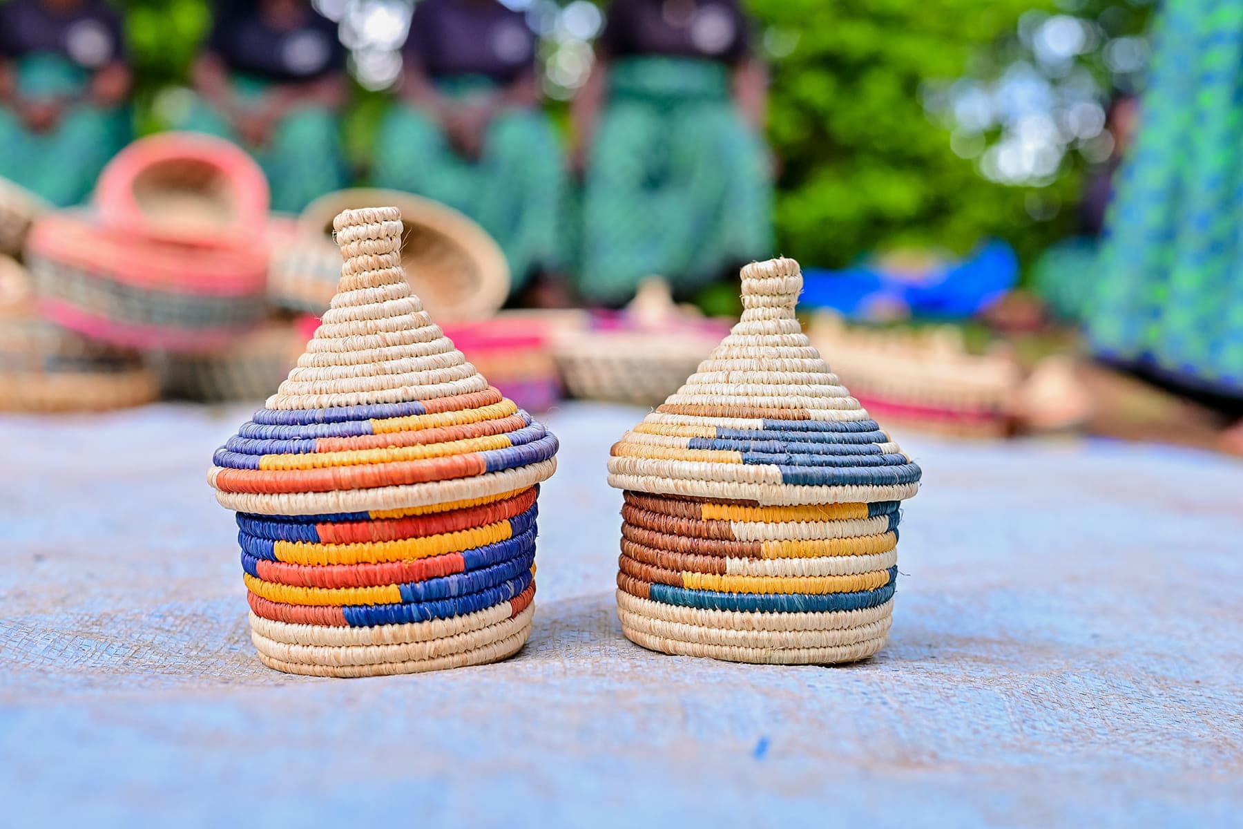 Mini Handwoven African Decorative Basket with Lid