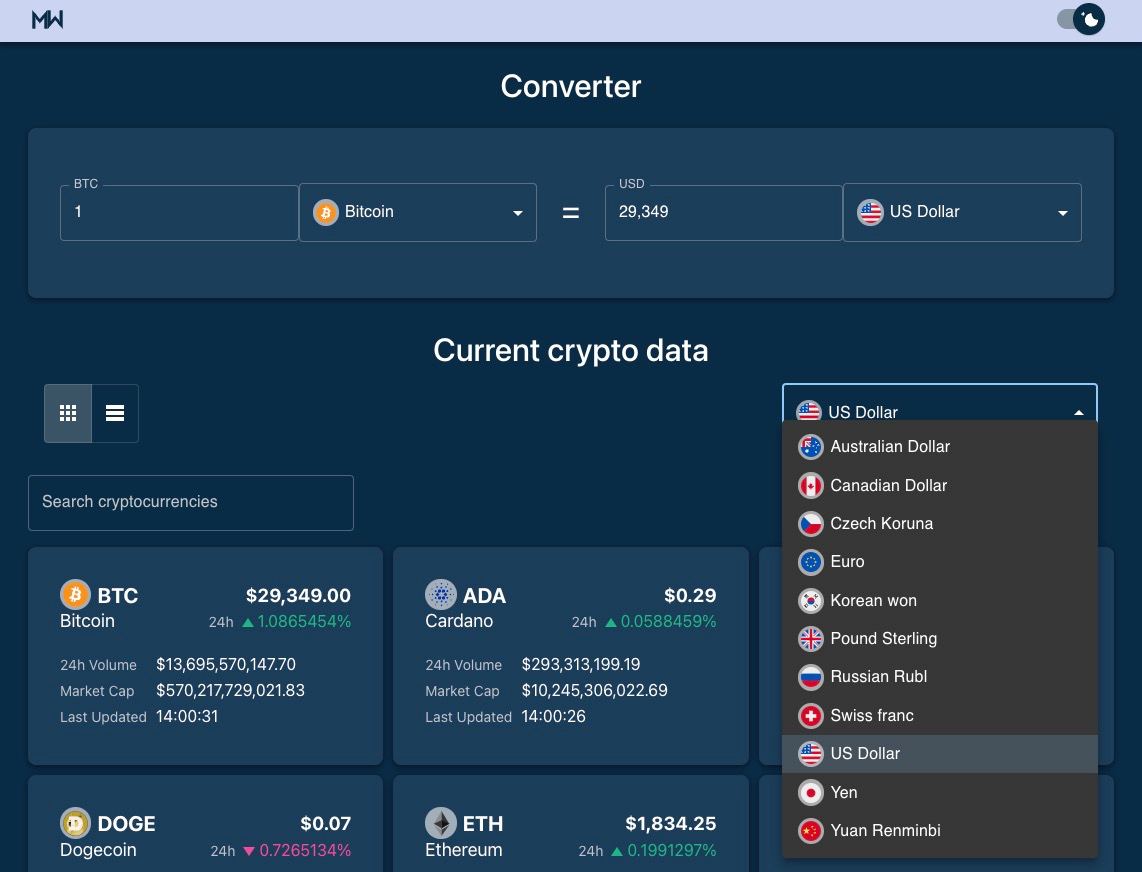 crypto exchange conversion app screenshot