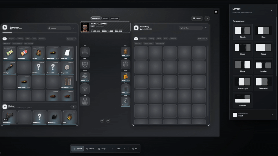 Choose your inventory layout and style
