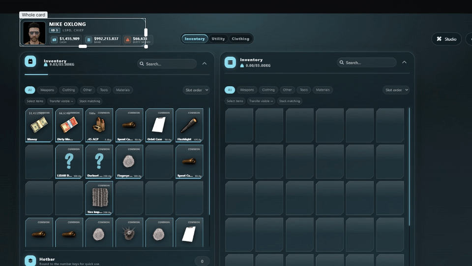 Customize inventory components live