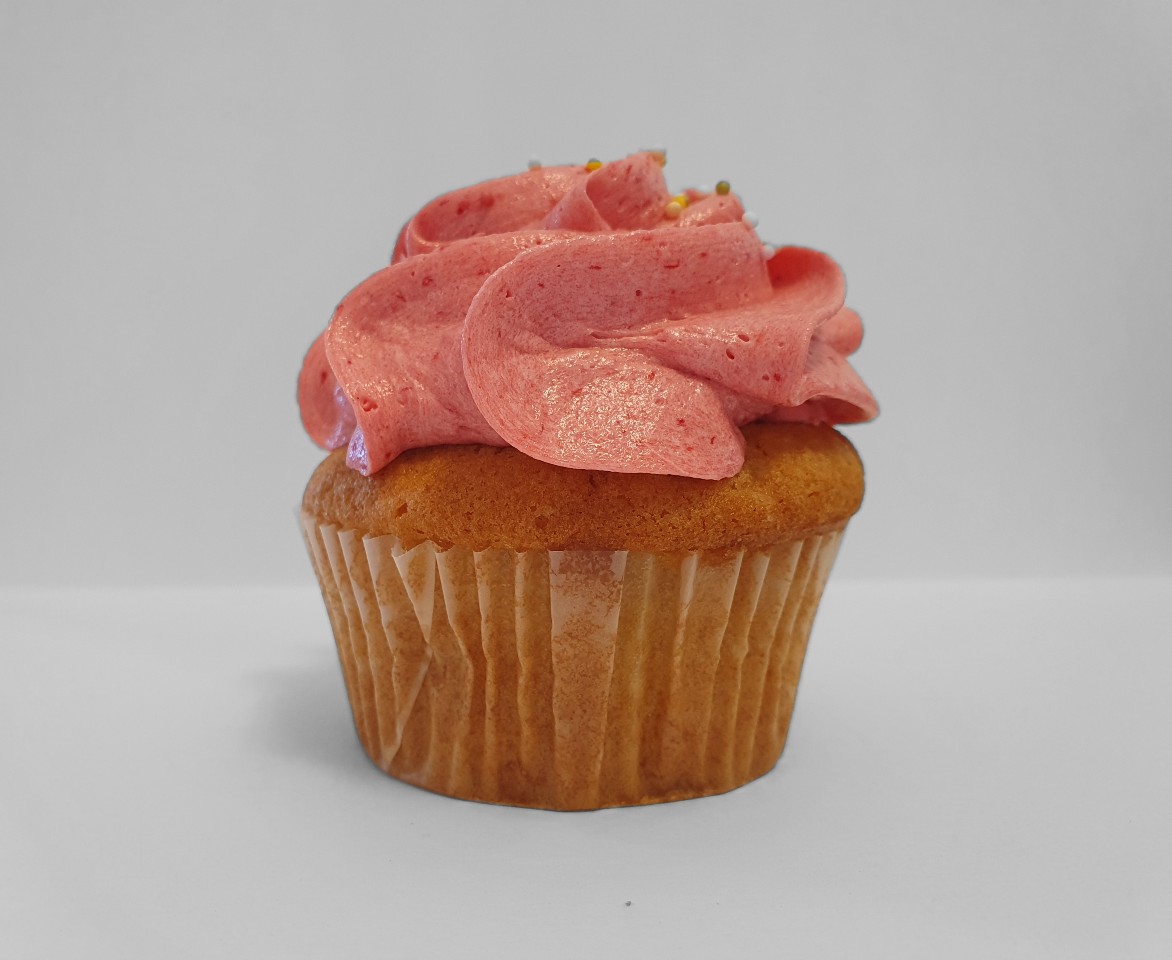 Hallongrotta cupcake