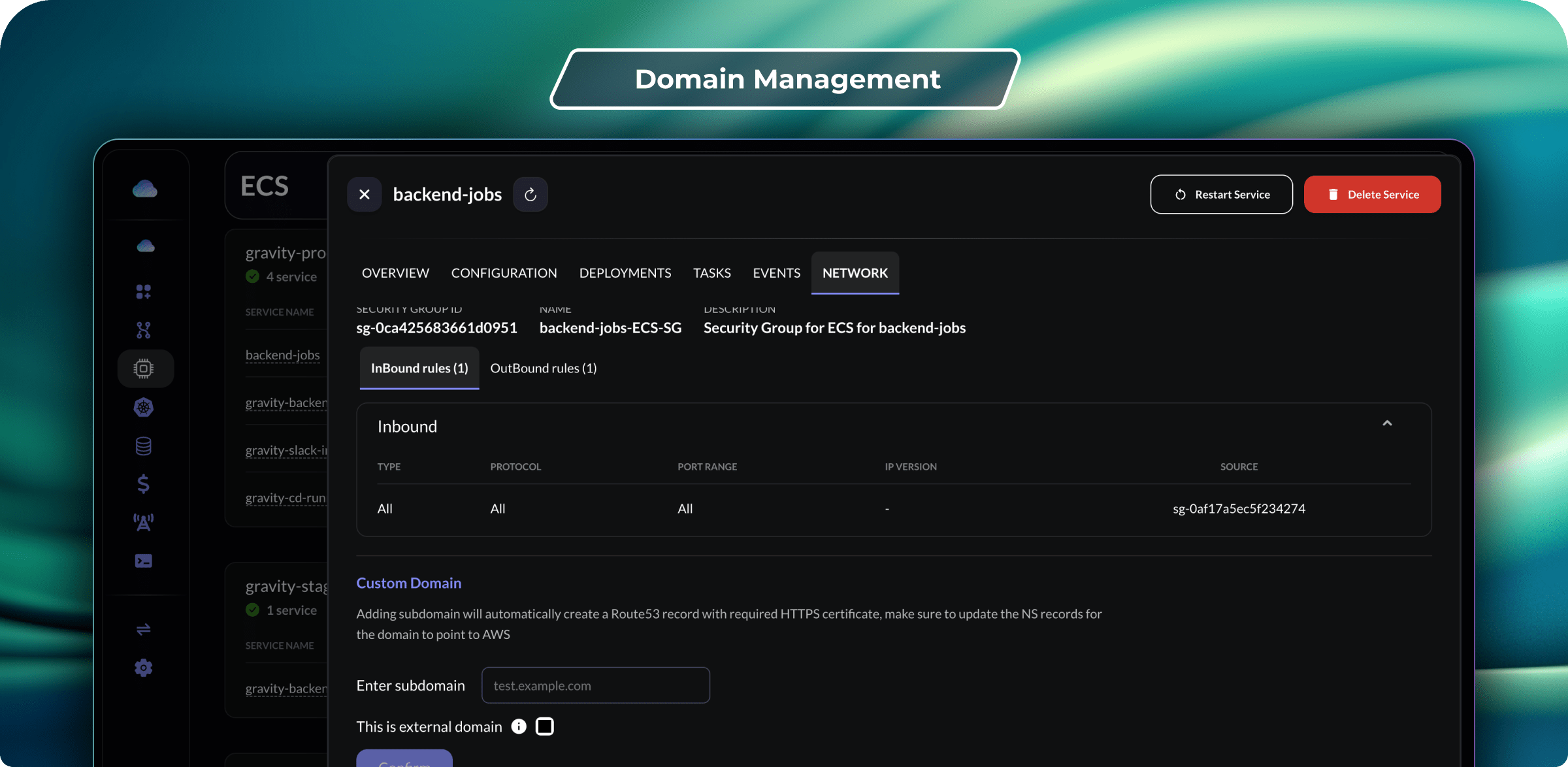 ECS Services  Domain Management