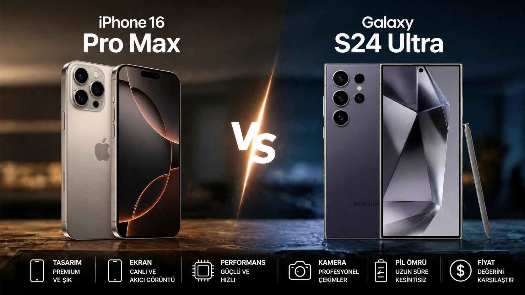 iPhone 16 Pro Max vs Galaxy S24 Ultra Karşılaştırması (2026)