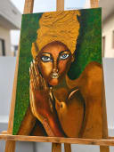 African Woman Portrait Handmade Acrylic Painting - Wall Art (14 x 20 Inch)