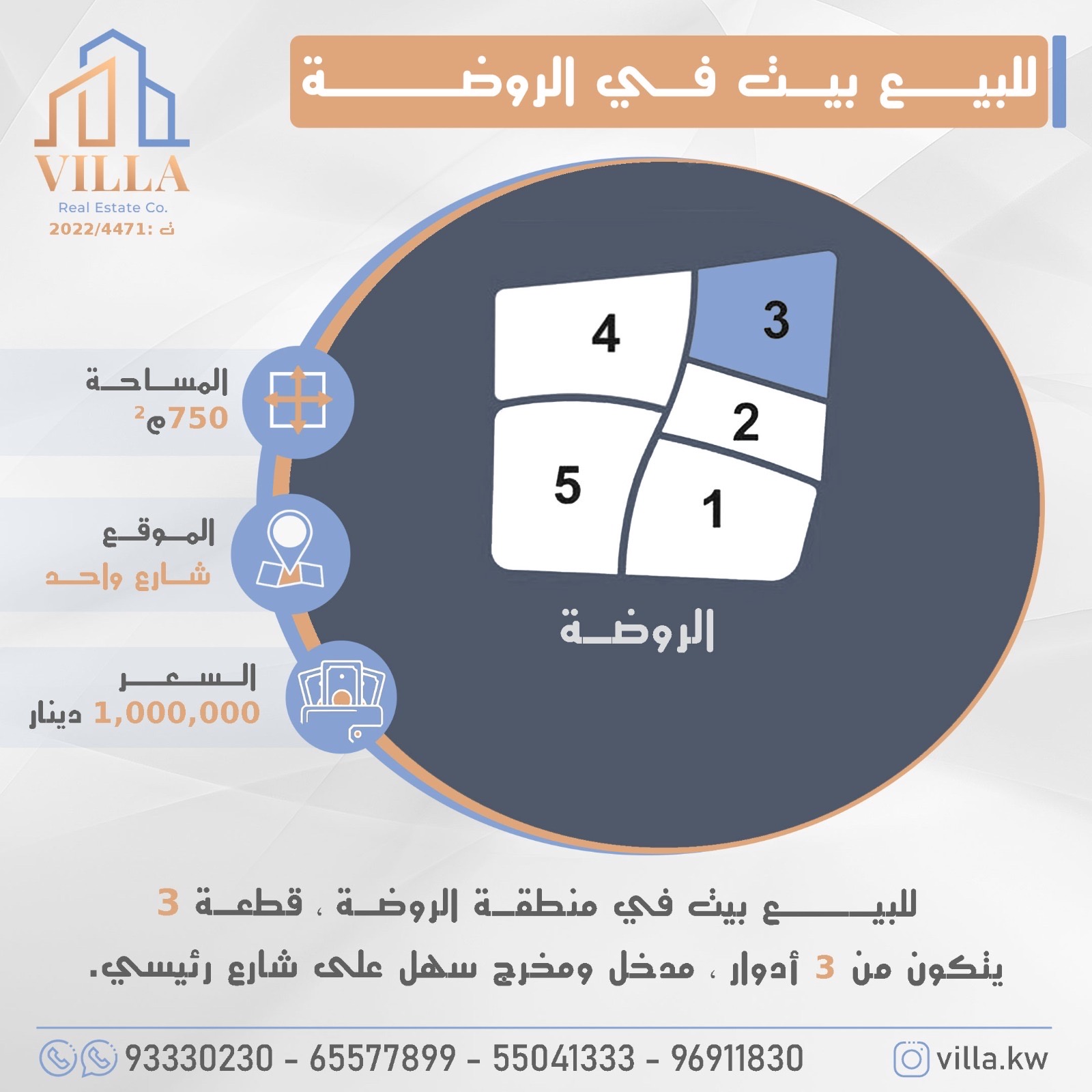 بيت للبيع فى الروضة شارع رئيسى 2