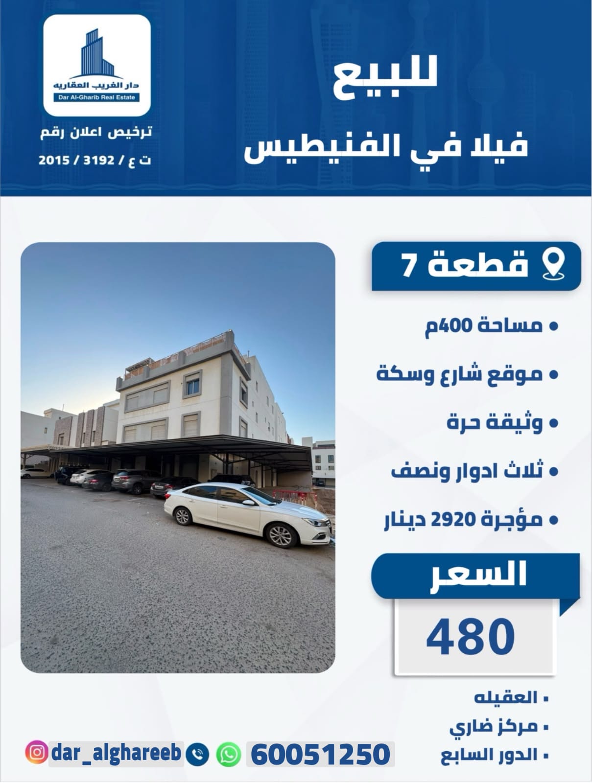 للبيع فيلا مؤجره بالفنيطيس 1