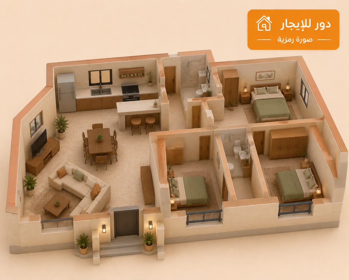 دور للإيجار فى بيان من 4 غرف 1