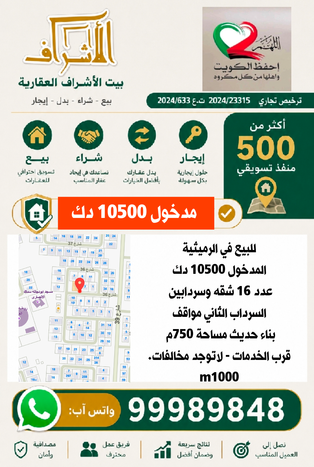 للبيع شقق و أدوار مدخول فى الرميثية 1