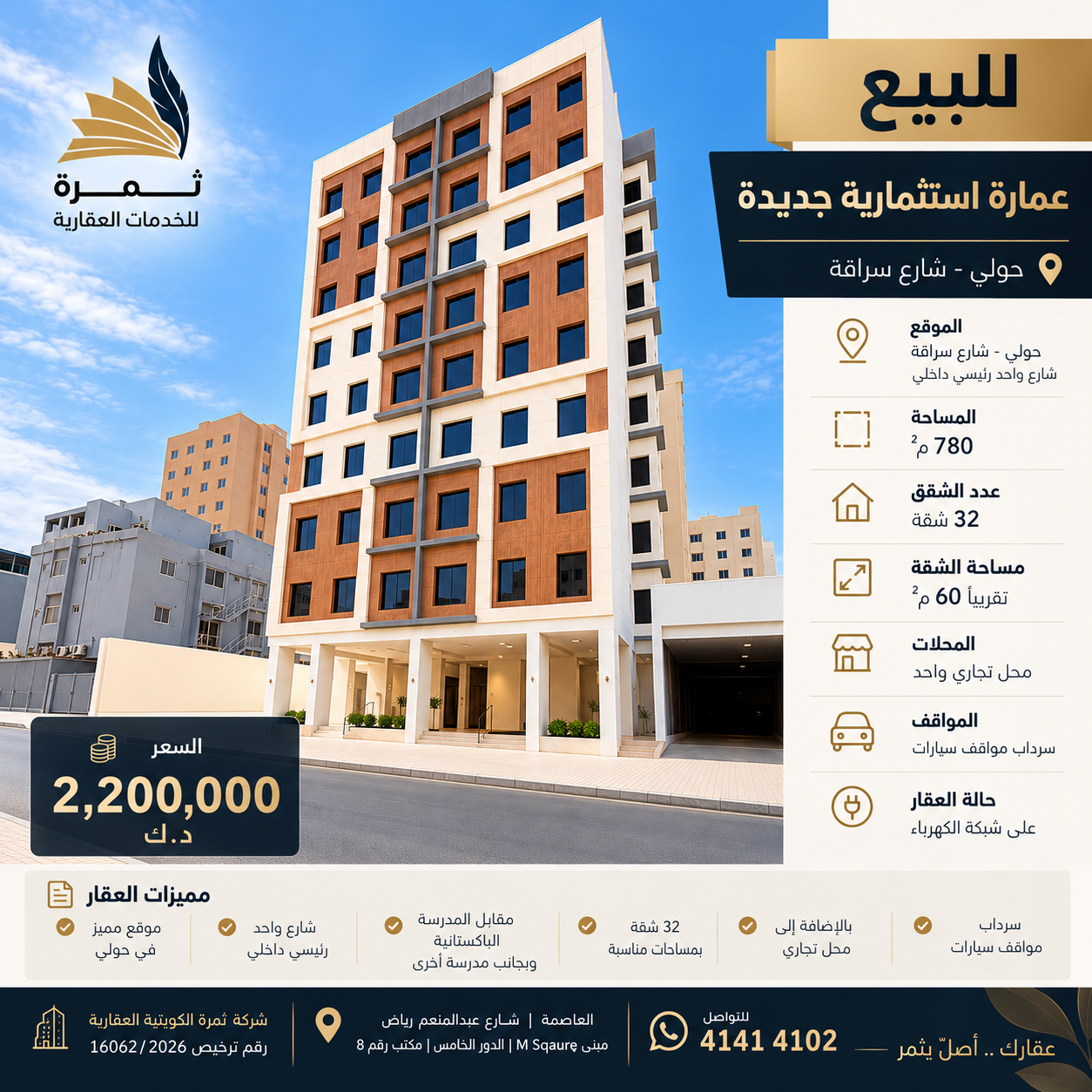للبيع عماره استثماريه جديدة في حولي 1