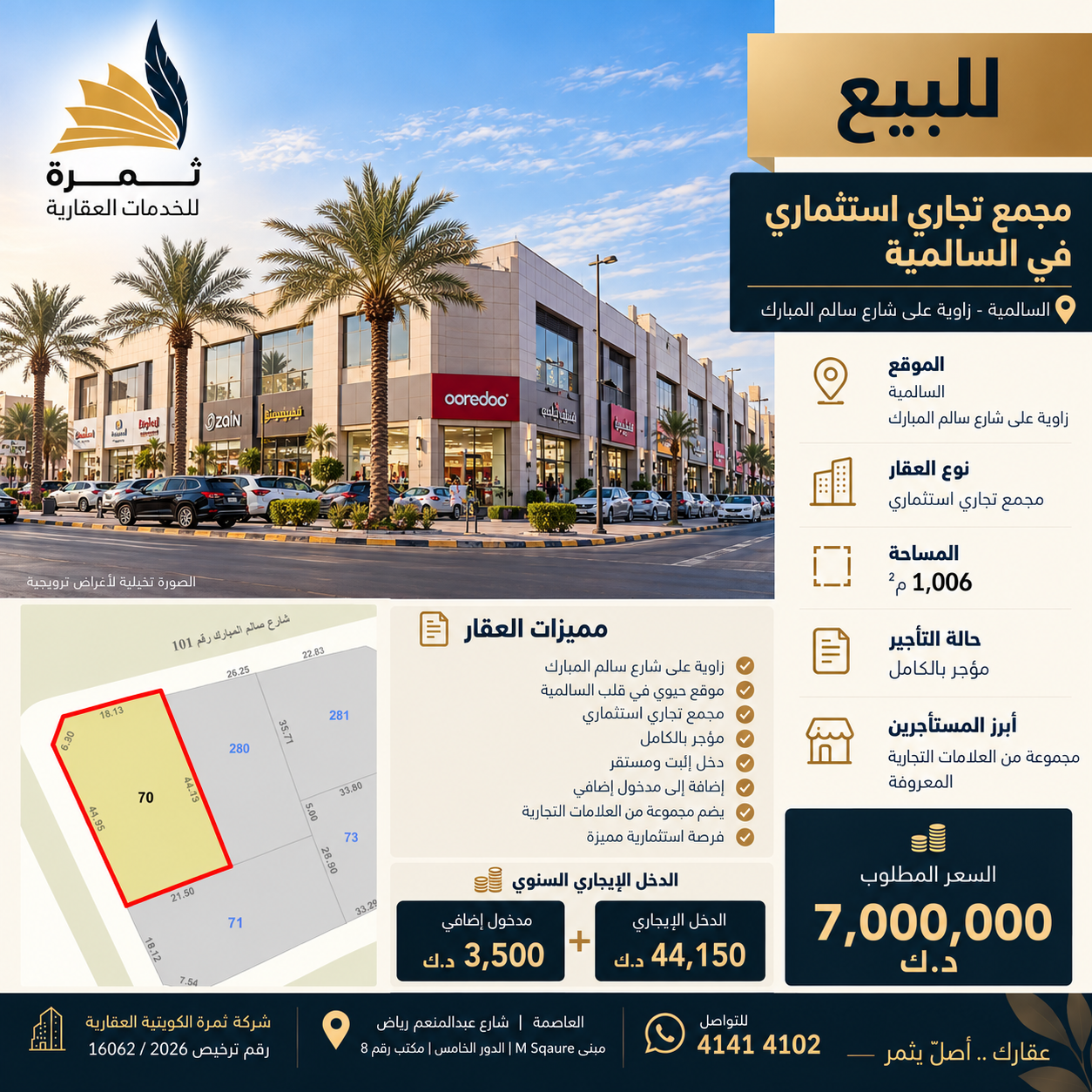 مجمع تجاري استثماري للبيع في السالمية 1