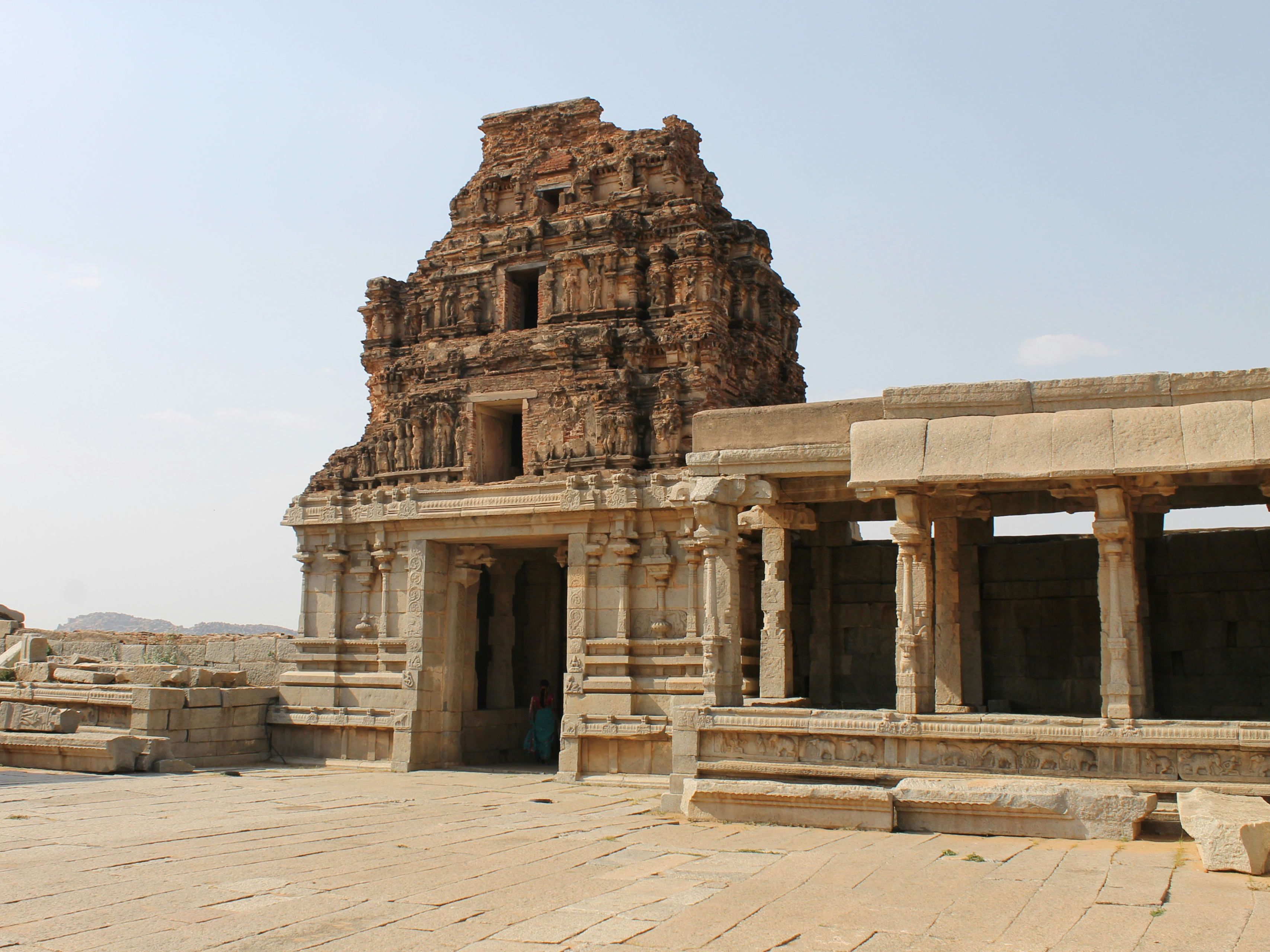 Historic temple courtyard and stone architecture