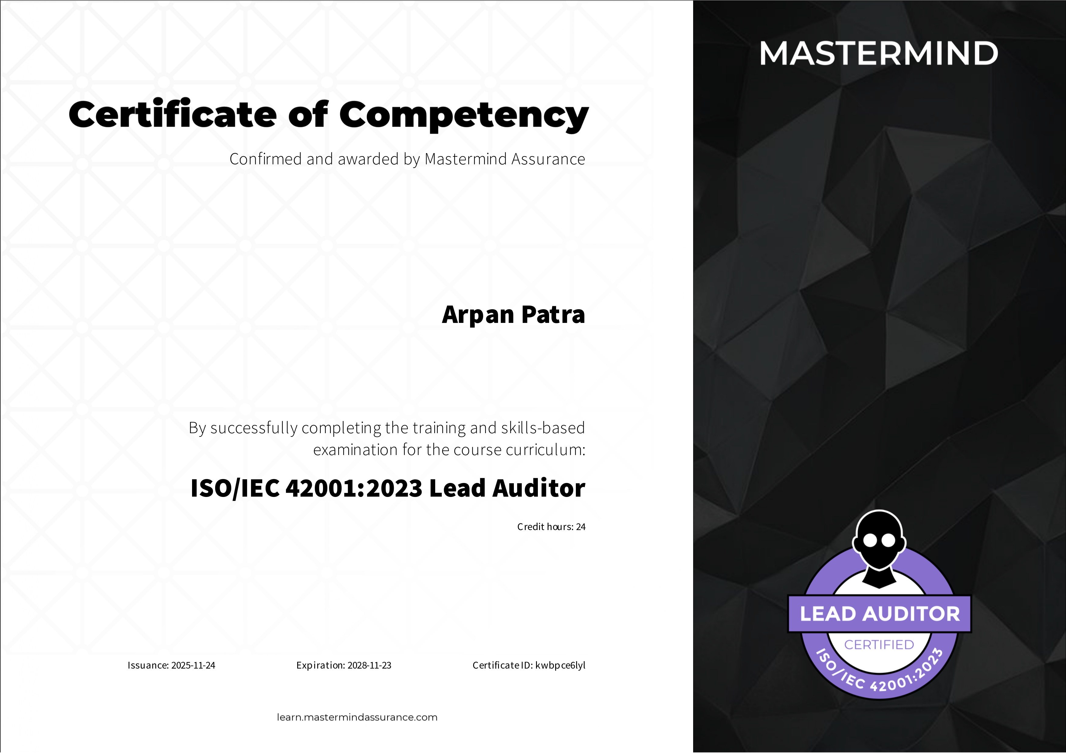  Lead Auditor: ISO/IEC 42001:2023