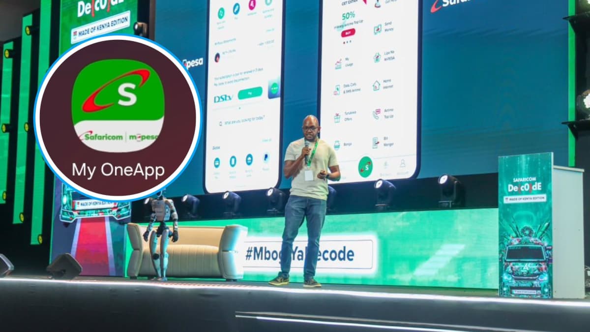 A past demonstration of the Safaricom My OneApp (inset). /VANTAGE KE