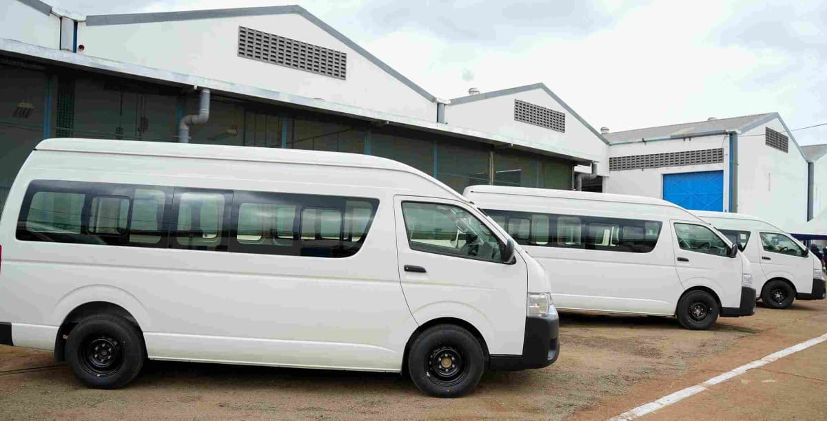 A photo of freshly-assembled Toyota Hiace vehicles at an assembly line in Thika. /PHOTO