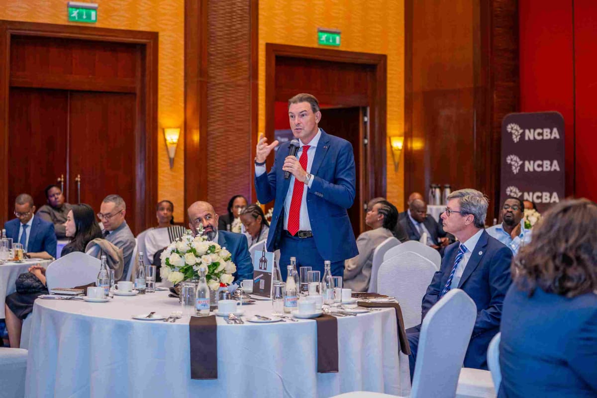 Filipo Amato, First Counsellor and Head of the Trade Section at the European Union (EU) Delegation to Kenya addressing the room during the NCBA Trade Commissioners' Power Talks.