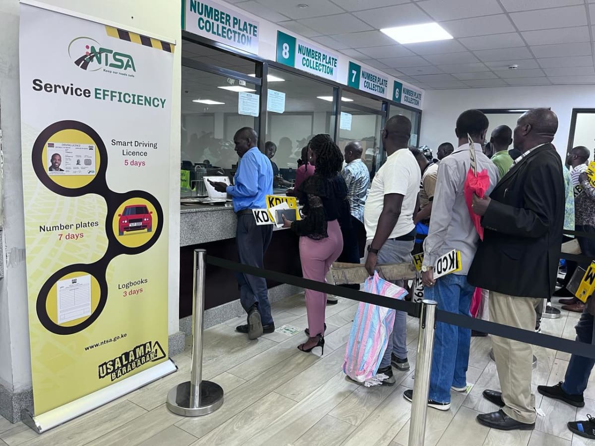 Kenyans lining up inside the National Transport and Safety Authority (NTSA) office in Nairobi in 2024. /NTSA