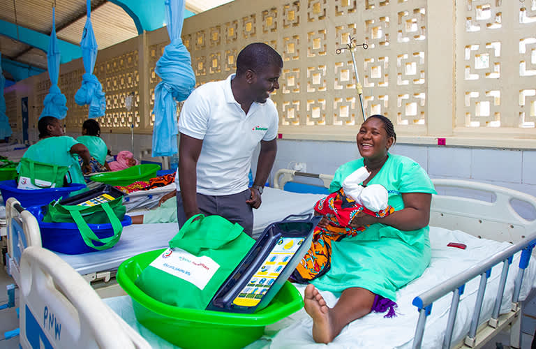 The kits are distributed to new mothers during bi-monthly medical camps organised by M-PESA Foundation