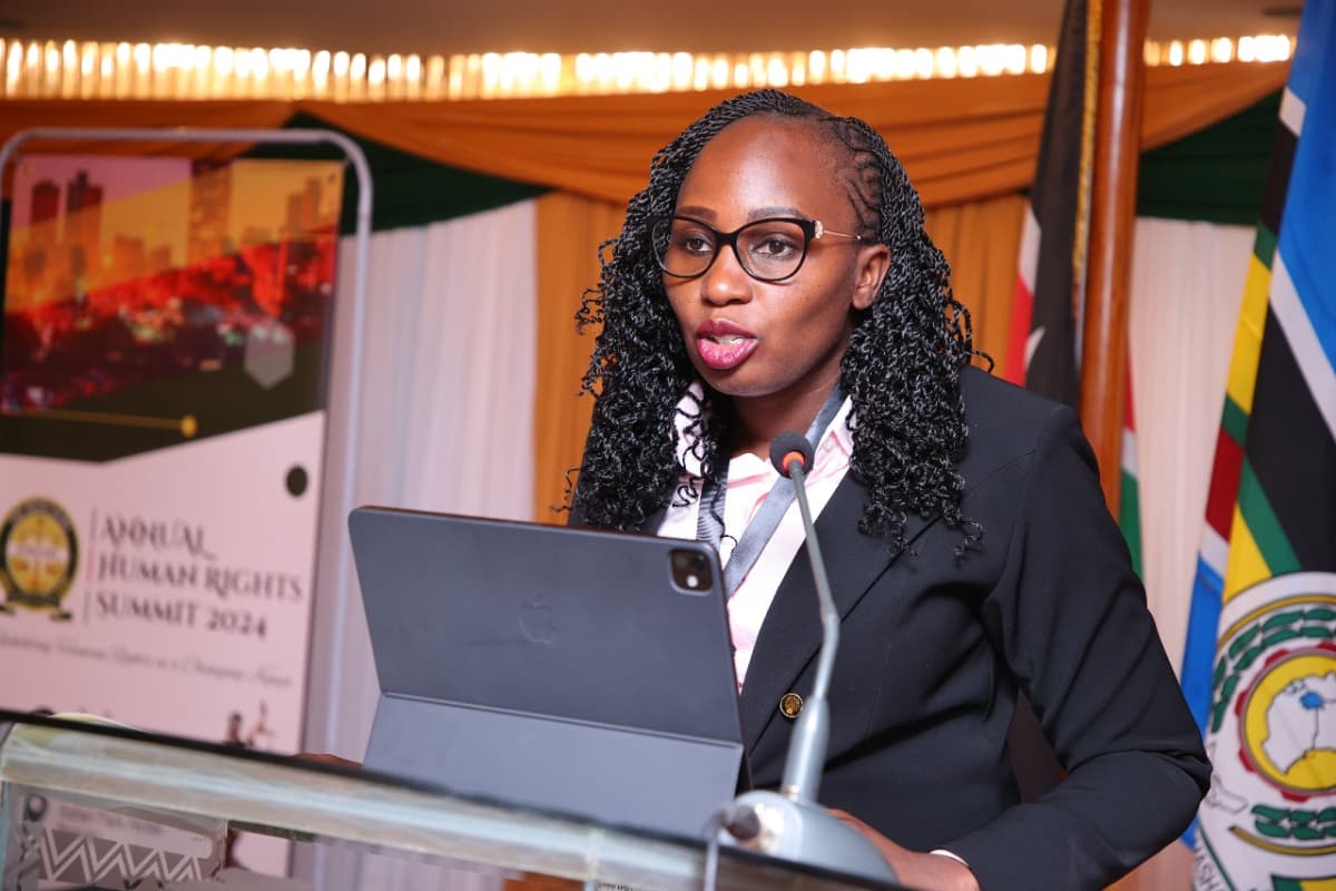 Former Law Society of Kenya president Faith Odhiambo during a past address. /THE STAR
