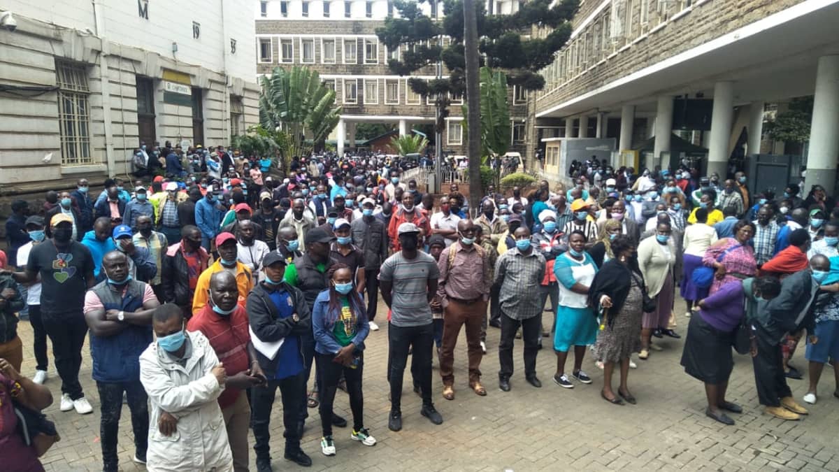 Nairobi City County employees go on strike on Wednesday, October 13, 2021. /NAIROBI LEO