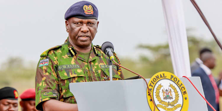 A photo of Inspector General of Police, Douglas Kanja, during a past address. /THE KENYA TIMES
