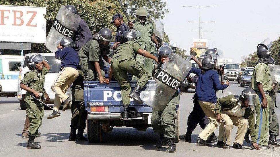 A photo of Zambian police deployed in Lusaka during a past operation. /AFP.BBC