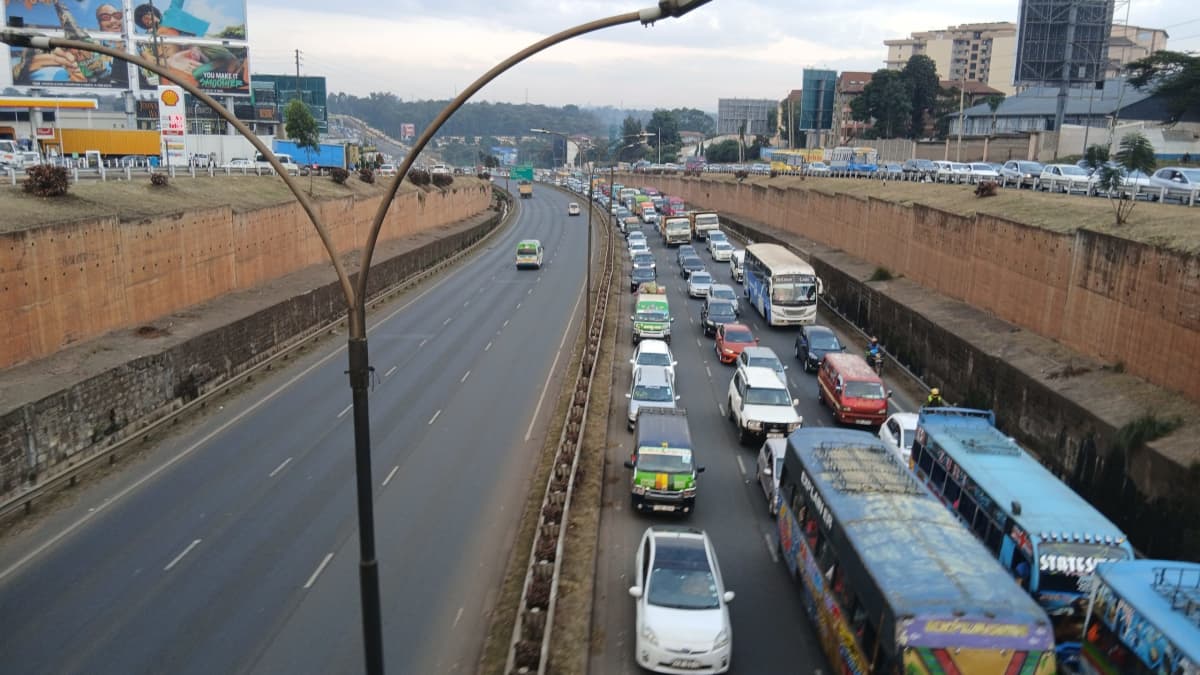 Photo of traffic along Thika Road bound out of Nairobi as of July 19, 2025. /MARVIN CHEGE